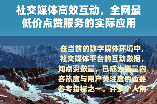社交媒体高效互动，全网最低价点赞服务的实际应用