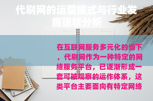 代刷网的运营模式与行业发展现状分析
