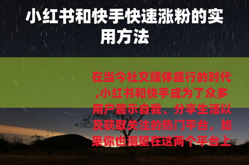 小红书和快手快速涨粉的实用方法