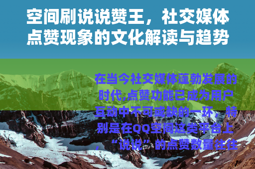空间刷说说赞王，社交媒体点赞现象的文化解读与趋势分析