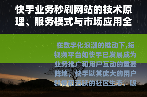 快手业务秒刷网站的技术原理、服务模式与市场应用全景分析
