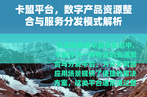 卡盟平台，数字产品资源整合与服务分发模式解析