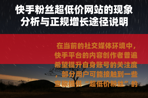 快手粉丝超低价网站的现象分析与正规增长途径说明