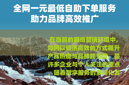 全网一元最低自助下单服务助力品牌高效推广