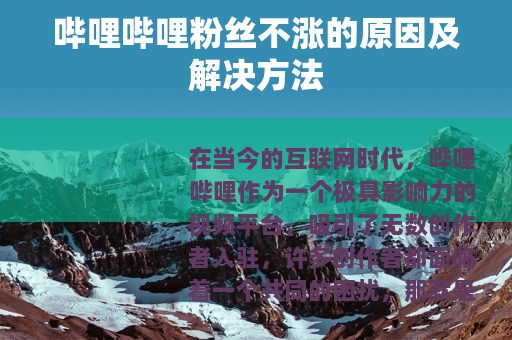 哔哩哔哩粉丝不涨的原因及解决方法