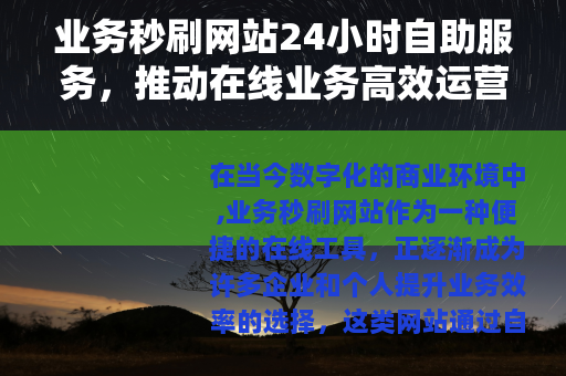 业务秒刷网站24小时自助服务，推动在线业务高效运营的新模式