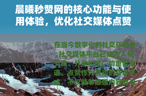 晨曦秒赞网的核心功能与使用体验，优化社交媒体点赞效率的实用平台