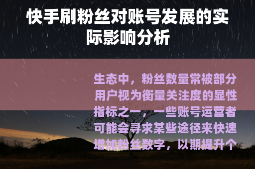 快手刷粉丝对账号发展的实际影响分析