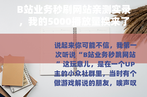 B站业务秒刷网站亲测实录，我的5000播放量换来了什么？