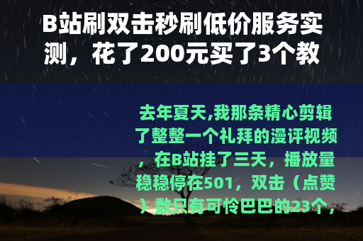 B站刷双击秒刷低价服务实测，花了200元买了3个教训
