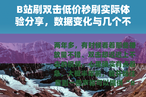 B站刷双击低价秒刷实际体验分享，数据变化与几个不太好的经历