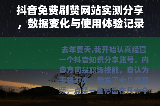 抖音免费刷赞网站实测分享，数据变化与使用体验记录