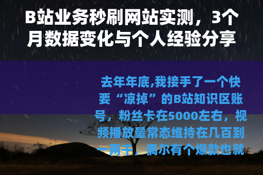 B站业务秒刷网站实测，3个月数据变化与个人经验分享