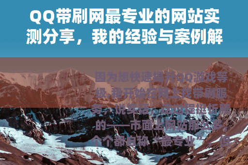 QQ带刷网最专业的网站实测分享，我的经验与案例解析