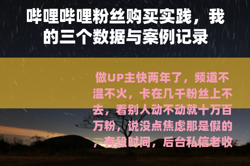 哔哩哔哩粉丝购买实践，我的三个数据与案例记录