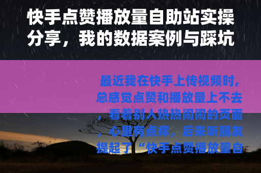 快手点赞播放量自助站实操分享，我的数据案例与踩坑心得