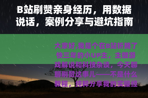 B站刷赞亲身经历，用数据说话，案例分享与避坑指南
