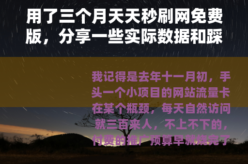 用了三个月天天秒刷网免费版，分享一些实际数据和踩过的坑