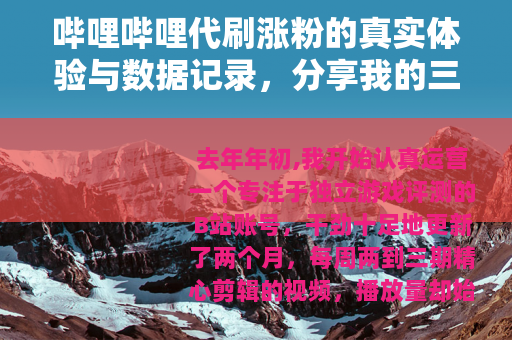 哔哩哔哩代刷涨粉的真实体验与数据记录，分享我的三次踩坑过程