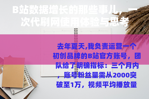 B站数据增长的那些事儿，一次代刷网使用体验与思考