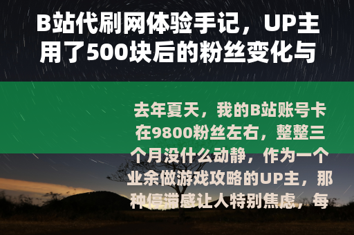 B站代刷网体验手记，UP主用了500块后的粉丝变化与思考