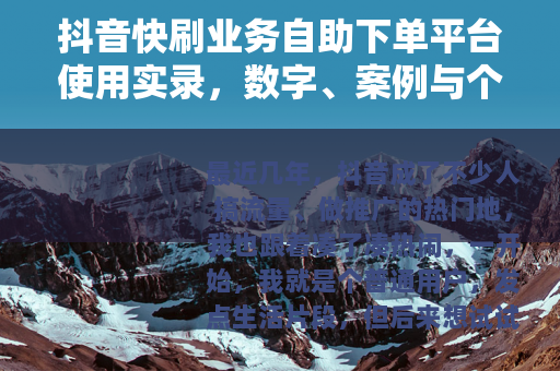 抖音快刷业务自助下单平台使用实录，数字、案例与个人踩坑经历