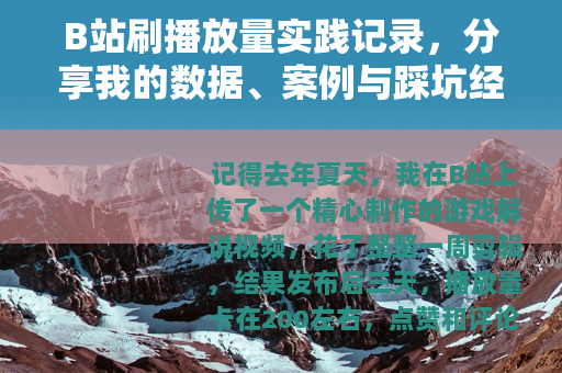 B站刷播放量实践记录，分享我的数据、案例与踩坑经历