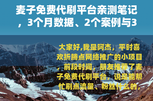 麦子免费代刷平台亲测笔记，3个月数据、2个案例与3次踩坑心得
