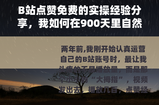 B站点赞免费的实操经验分享，我如何在900天里自然提升互动数据