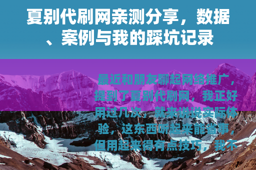 夏别代刷网亲测分享，数据、案例与我的踩坑记录
