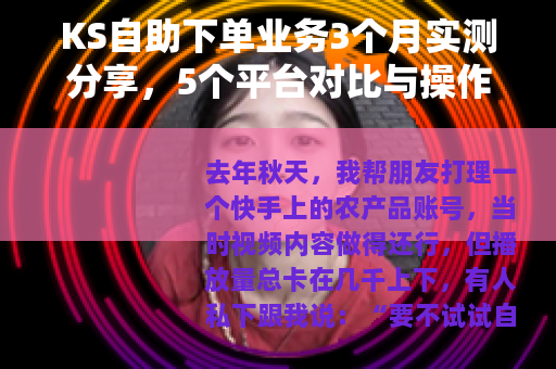 KS自助下单业务3个月实测分享，5个平台对比与操作细节记录