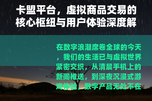 卡盟平台，虚拟商品交易的核心枢纽与用户体验深度解析