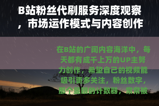B站粉丝代刷服务深度观察，市场运作模式与内容创作者的成长选择