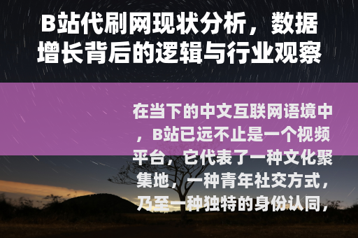 B站代刷网现状分析，数据增长背后的逻辑与行业观察