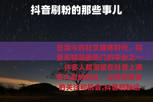 抖音刷粉的那些事儿