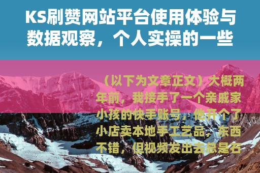 KS刷赞网站平台使用体验与数据观察，个人实操的一些记录