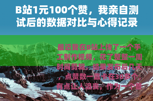 B站1元100个赞，我亲自测试后的数据对比与心得记录