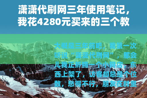 潇潇代刷网三年使用笔记，我花4280元买来的三个教训