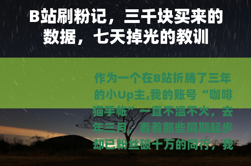 B站刷粉记，三千块买来的数据，七天掉光的教训