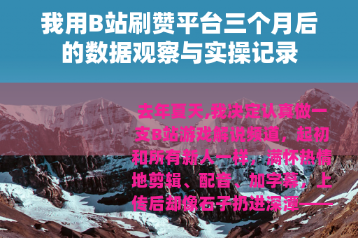 我用B站刷赞平台三个月后的数据观察与实操记录