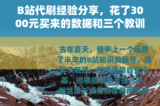 B站代刷经验分享，花了3000元买来的数据和三个教训
