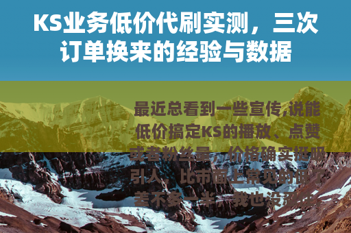 KS业务低价代刷实测，三次订单换来的经验与数据