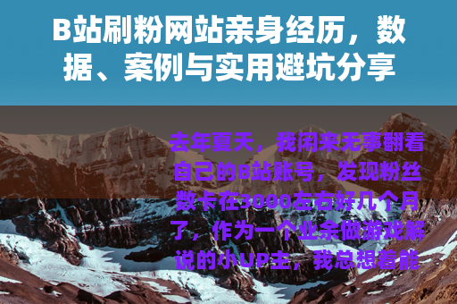 B站刷粉网站亲身经历，数据、案例与实用避坑分享