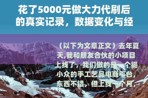 花了5000元做大力代刷后的真实记录，数据变化与经验反思