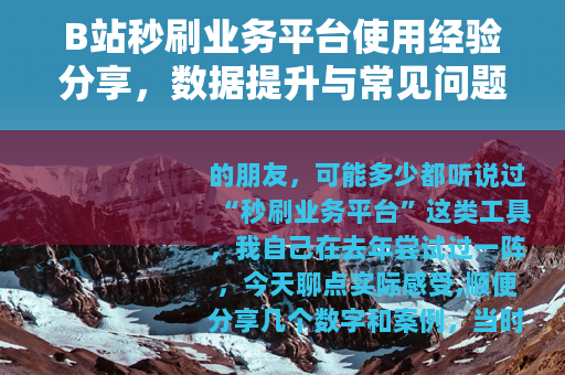 B站秒刷业务平台使用经验分享，数据提升与常见问题分析