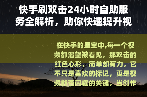快手刷双击24小时自助服务全解析，助你快速提升视频热度与互动
