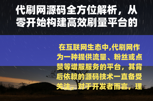 代刷网源码全方位解析，从零开始构建高效刷量平台的技术细节