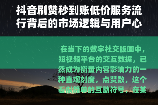 抖音刷赞秒到账低价服务流行背后的市场逻辑与用户心态