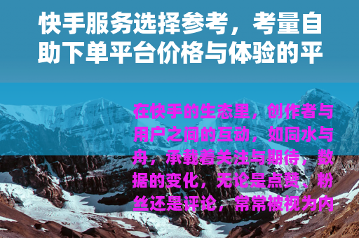 快手服务选择参考，考量自助下单平台价格与体验的平衡
