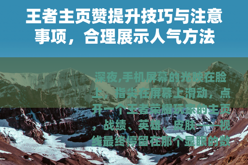 王者主页赞提升技巧与注意事项，合理展示人气方法